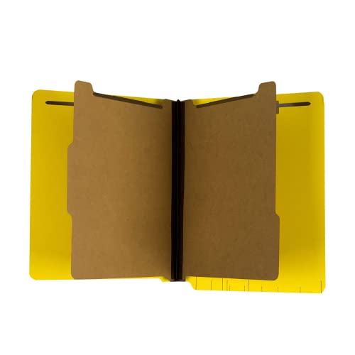 The File King Two Divider Pressboard Classification Yellow File Folder - Letter Size | Box of 10 | End Tab | 2¡± Expansion | Six 2-Inch Fastener Prongs | Made in America