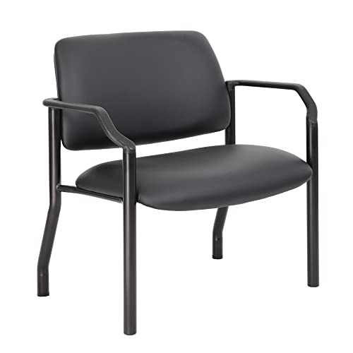 Boss Office Products Guest Chair 500 lb Weight Capacity, Black Vinyl Upholstered Chair