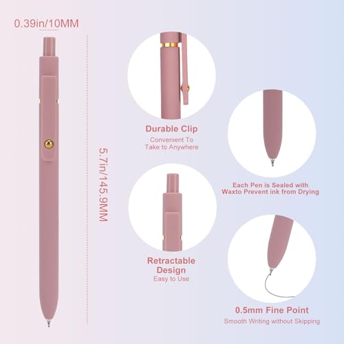 Morandi Ddaowanx 6-Pack Retractable Gel Pens 0.5mm Quick-Dry Black Ink