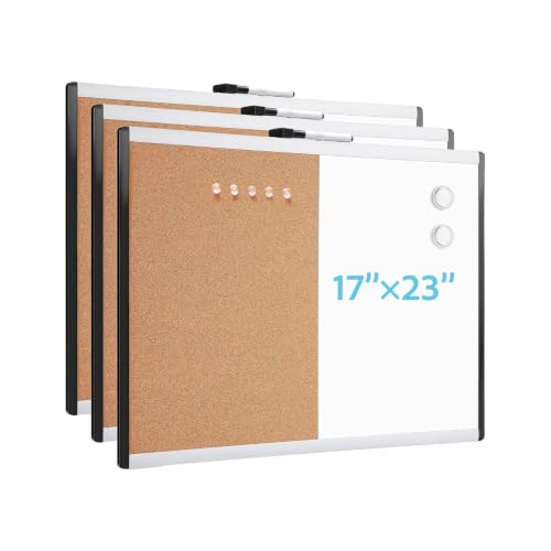Primero Basics 3-Pack Magnetic Whiteboard & Cork Bulletin Boards 17x23"