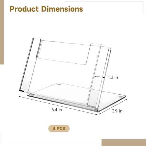 OMISTAR 4 PCS Postcard Brochure Holder Organizer, 6.4 x 4 Inch Acrylic Postcard Display Holder, Stand Clear Greeting Card Display Brochure Holder for Desk Table Home Office (4PCS-A)