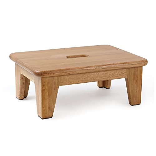 Oak Step Stool 6.5" High - Solid USA Oak, No Assembly, Non-Slip Mat, Natural Color