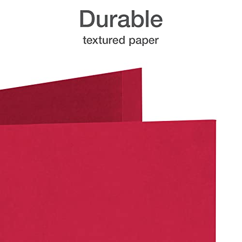 Oxford 2 Pocket Folders with Prongs, Mega Box of 125, Textured Paper Folders, Red, Letter Size, Essentials for School & Teacher Supplies Lists (57718)