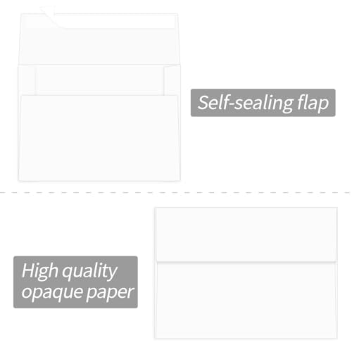 VeriPap White 5x7 Envelopes for Invitations 100 Pack Self-Sealing DIY