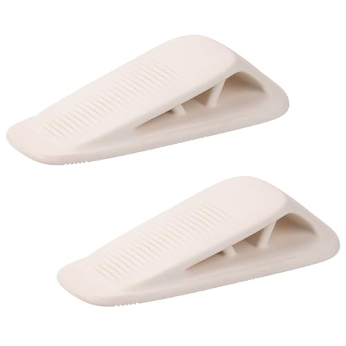 Fursafe&Q White 2-Pack Rubber Door Stop Wedge with Holder – Heavy Duty Bottom of Door