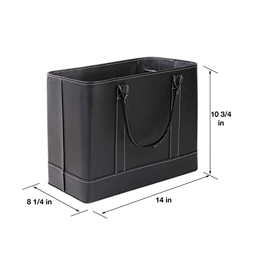 HOME DISTRICT Chic File Organizer Tote - Important Document Organizer Bag, Portable File Box with Handle, Black