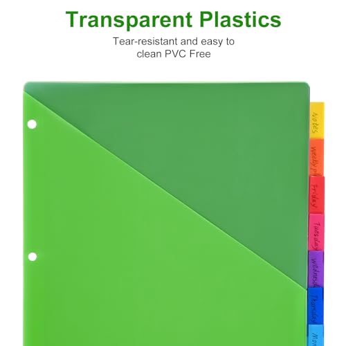 XRUNMIX 2 Packs 8-Tab Binder Dividers with Pockets for 3-Ring Binders, Multicolor, US Letter Size, 0.5''-3''