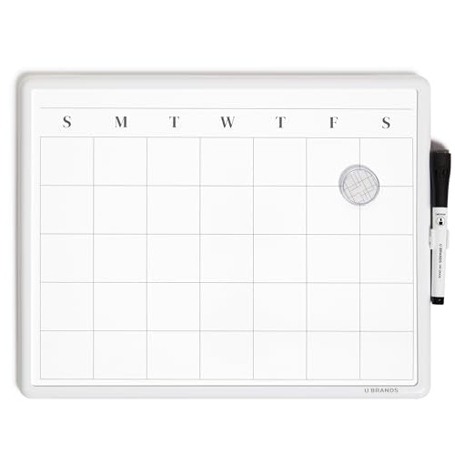 U Brands White Magnetic Monthly Calendar Whiteboard 14 x 11 inch Dry Erase Planner