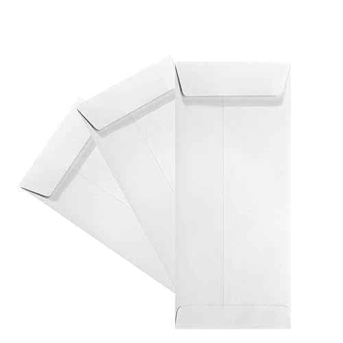 500 Cashier Depot - #10 Policy Envelopes, Open End, 4-1/8 x 9-1/2 Inches, White, 24 lb Paper, Gummed Closure, Business Document Organization, 500 Count