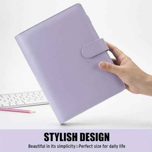 Sooez A5 Notebook Binder, 6 Ring Planner with Stylish Design, Loose Leaf Personal Organizer Cover with Magnetic Buckle Closure, PU Leather Binder for Women with Macaron Colors (Olive Green)