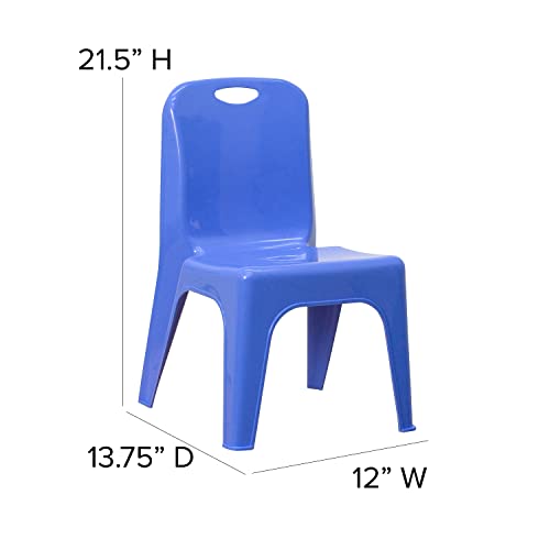 Flash Furniture 2 Pack Blue Plastic Stackable School Chair with Carrying Handle and 11" Seat Height