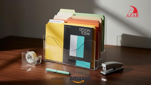 Azar Displays 1-Pack 3-Tier Acrylic Brochure & File Organizer Holder, Wall & Desk Mount, Clear