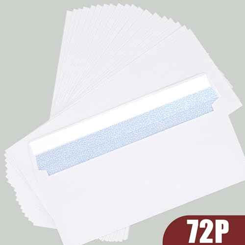 Joyberg 72 Packs #10 Envelopes, Business Envelopes, Envelopes Self Seal, Security Envelopes, Peel and Seal Closure, Size 4-1/8 X 9-1/2 Inches, White, 26LB
