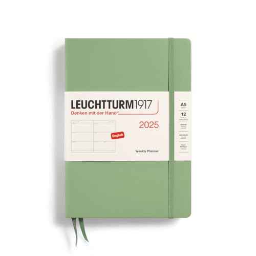 LEUCHTTURM1917 - Weekly Planner 2025, Hardcover, Medium (A5), Sage (Jan 1 - Dec 31, 2025)