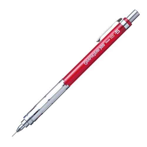 Pentel GraphGear 300 Mechanical Pencil, Box of 12 Pencils, red, 0.5mm