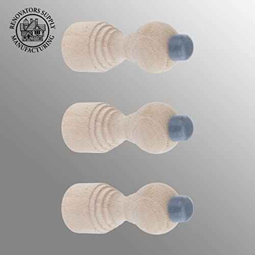 Renovators Supply Manufacturing Door Stoppers 3 3/16 in. Wall Mount Victorian Unfinished Maple Wood Door Bumper Stops Pack of 3