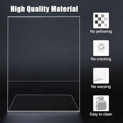 12pack 8.5x11 Acrylic, L Shape Clear Plastic, Menu Holder, Unbreakable Table Sign Holder for Restaurant, Office, School, Store and Home Use