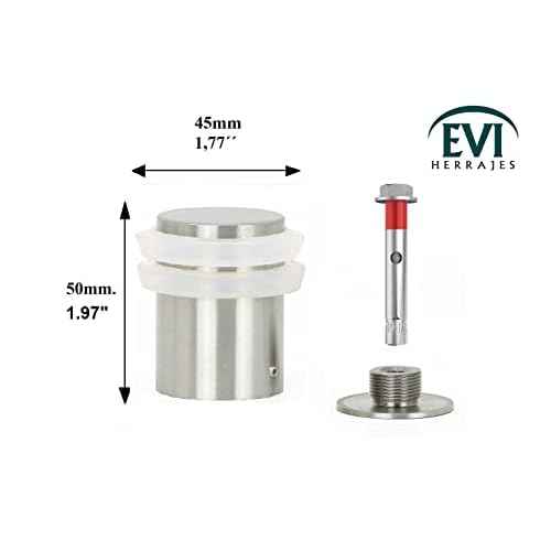 EVI Door Stopper | Stainless Steel Brass Floor Door Stop - Screw Fastening - Heavy Doors - 1.37 x 2.04 Inch Door Stop