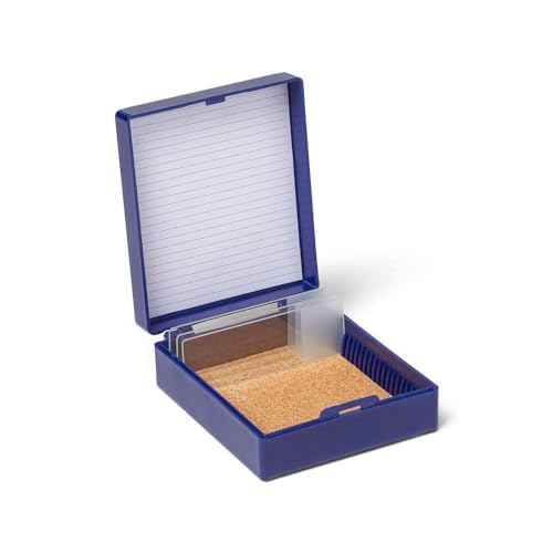 United Scientific¢â 25-Place Microscope Slide Box, ABS, Blue