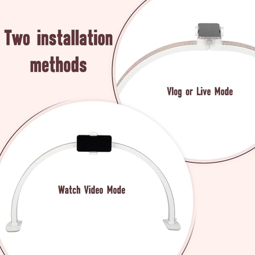 Half Moon Light for Nail Desk with Phone Holder, 29IN Folding Half-Moon Light with Shinning Diamond, LED Lamp for Nail Art, Eyelash Extension, Tattooing, Skin Management, Color Temperature 3000-6500K