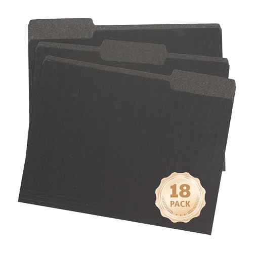 18-Pack Black File Folders,Letter Size Colored File Folders,1/3 Cut Tab,Office Home School for Documents Files Paper