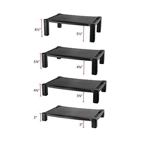 Kantek Extra Wide Single Level Height-Adjustable Monitor/Laptop Stand, 20-Inch Wide x 13.25-Inch Deep x 3 to 6.5-Inch High, Black (MS500)
