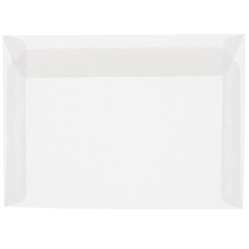 JAM Paper 9 x 12 Clear Translucent Vellum Envelopes Pack of 50