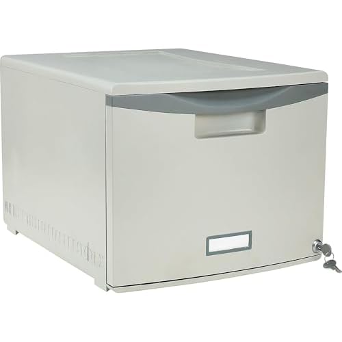 Storex Plastic One-Drawer File Cabinet ? Locking Document Organizer for Home and Office, Gray, 1-Pack (61251B01C)