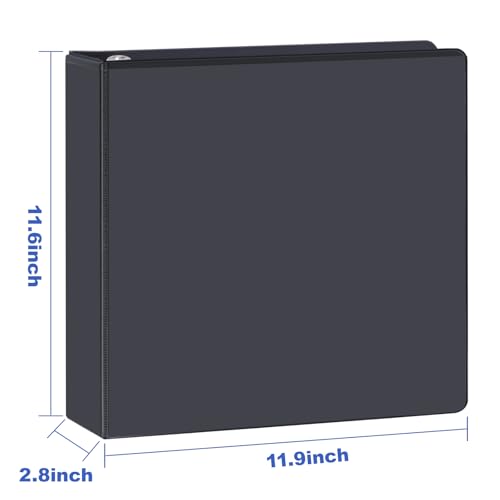 3 Ring Binder 2 Inch, ViVin Sturdy 2"-Slant D Ring Binder with 2 Interior Pockets, Clear View Cover, PVC-Free, Fits 500 Sheets of US Letter Size Paper (6 Pack, Black)