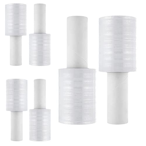 6 Pack Heavy Duty Stretch Wrap Film with Handle - 4 inch x 1000ft Industrial Shrink Wrap for Moving & Packing