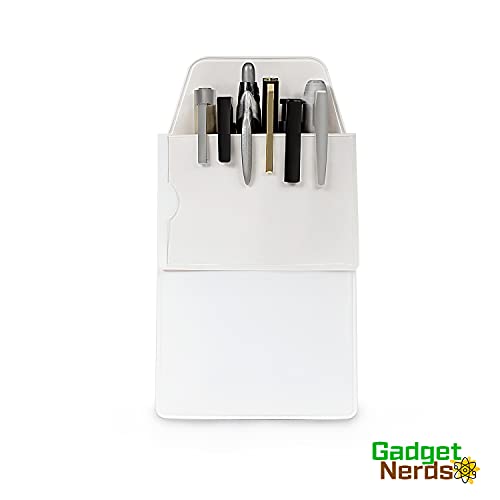 5X Flat White Flappy Super Duper Thick Pocket Protectors with ID Holder - Ideal for Shirts and lab Coat Front Pockets - Hold Pens, Cards, Notebooks