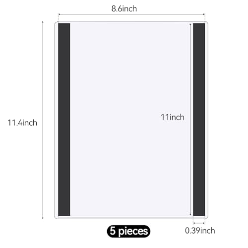 Clear Magnetic Sign Holders 5 Pcs 8.5x11 inch Rigid Plastic Document Frames with Magnet Borders - Perfect for Office, Home & Store Displays