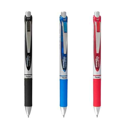 Pentel BL77PC12M1 EnerGel RTX RT Liquid Gel Pen, Med, Metal Tip, Assort Ink, 12-Pk Window Box of 12, 0.7mm, Assorted