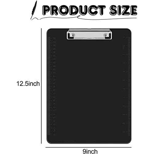 HERKKA 25 Pack Plastic Clipboards, Black, A4 Letter Size, 12.5 x 9 Inch