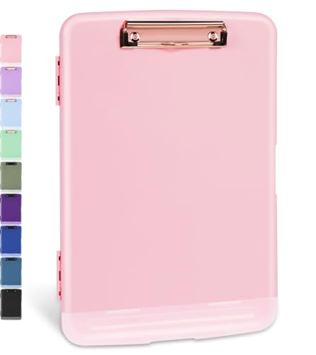 Pink Rose Gold Clipboards with Storage - Heavy Duty 8.5x11 Nurse & Teacher Clipboard Folder