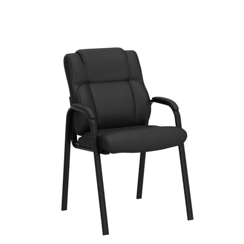 CLATINA Black Leather Guest Chair 2-Pack with Padded Armrests for Office & Reception