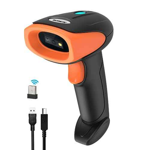 Sumicor QR Code Scanner, Wireless 2D Barcode Scanner Data Matrix PDF417 UPC Automatic Scanning Handheld Bar Code Scanner for Library Warehouse Inventory Store