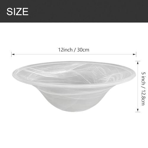 Antique Glass Lamp Shade for Floor lamp, Alabaster Torchiere Lamp Shade Replacement, Floor Lamp Replacement Parts (White Alabaster, 12'')