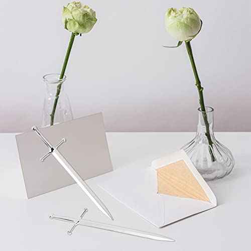 Silvery Metal Letter Opener Office Letter Opener Knife Metal Plated Envelope Opener Ergonomic Grip Handle Practical Ornamental Letter Opening Tool (Pack of 1)