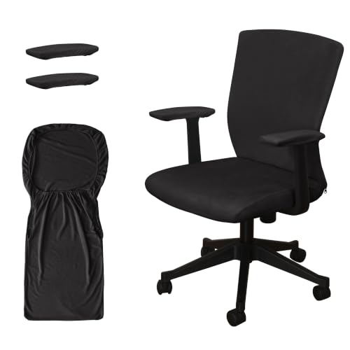 Black JIUZHEN Elastic Chair Cover with Armrests, Large (L) – Full Set