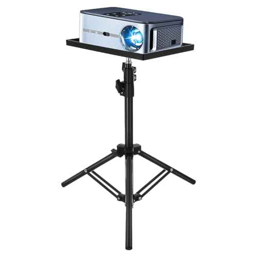 Cabilock Projector Stand Tripod Laptop Holder Stand Projector Tripod Adjustable Tabletop Floor Laptop Floor Rack for Office Home Stage 114CM, 114.00X37.00X37.00CM, Black