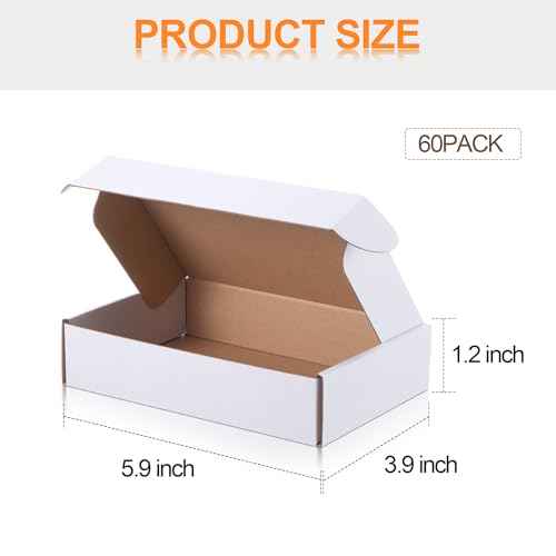 Qilery 60 Pcs Shipping Boxes Corrugated Cardboard White Mailer Boxes Packaging Present Gift for Mailing Shipping Small Business (9 x 6 x 2 Inches)