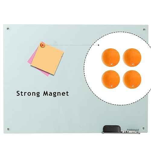 Magnetic Glass Dry Erase Board - White Board 48 x 36 Inches Wall Mounted Glass Whiteboard, Large Frameless Glass White Board for Wall Office, Home & School