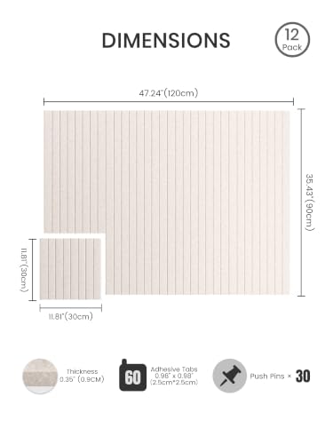 Bumusty Felt Bulletin Boards 48x36 Inches Oatmeal/Stripe 12-Pack for Home Office School
