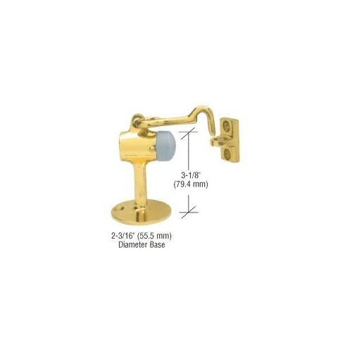 C.R. LAURENCE DL2521PB CRL Polished Brass Floor Mounted Heavy Duty Door Stop With Hook and Holder