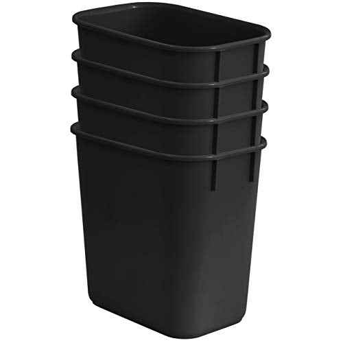 Acrimet Wastebasket, Deskside Bin, 3.25 Gallon/13 Quart/ 12 Liter (Plastic) (Black Color) (Set of 4)