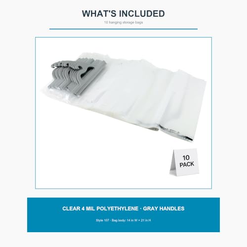 Monaco 10-Pack Hanging Storage Bags 14x21 inch Clear Plastic Classroom & Library Organization