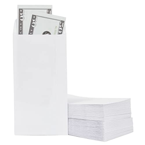 Juvale White Money Envelopes for Cash - 3.5x6.5 inch, Pack of 100, Secure Adhesive Closure