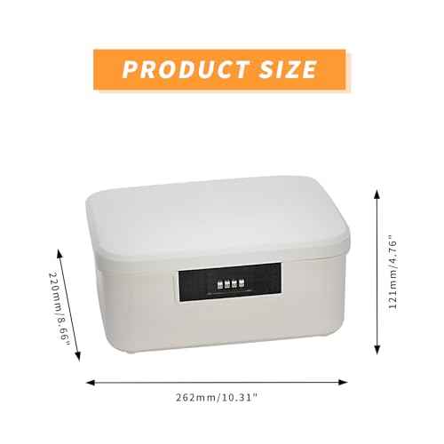 Lockable Storage Container Bin, 2.3 Gallon Capacity Organizer Box with Combination Lock, Heavy Duty Plastic Trunk, Usable As Item Organizer Or Office File Storage(White)