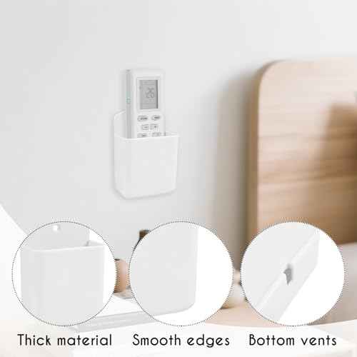 2 Pack White Remote Control Holder, Self adhesive Wall Mount Storage Box for TV and Air Conditioner Remote Controls, Pen Holder Organizers and Accessories for Home Office School